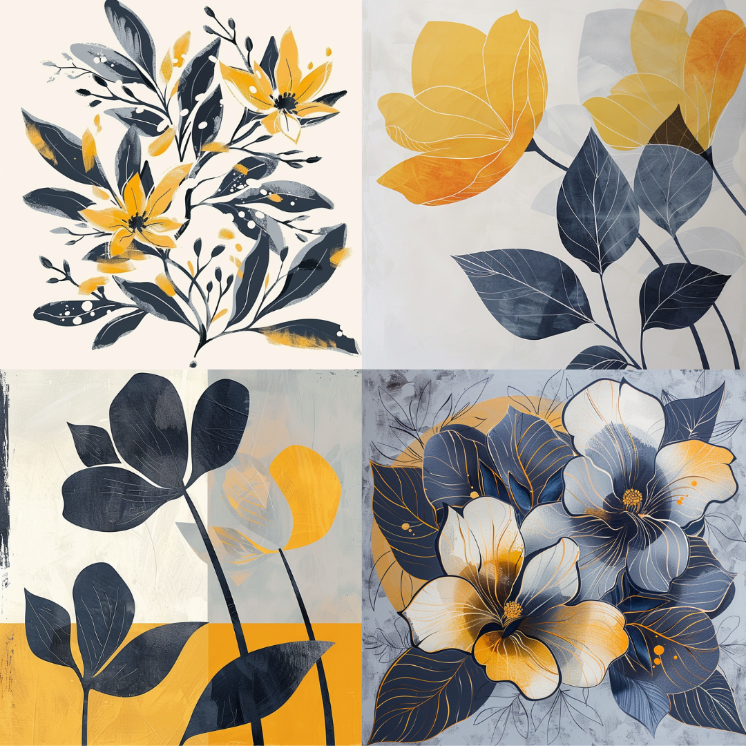 Modern botanical silhouettes illustration in a elegant style created from an AI image prompt.