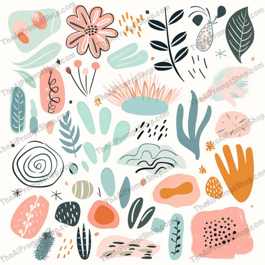 Boho Abstract Botanical Patterns AI MidJourney Image Prompt, 8746 Florals, midjourney, boho, abstract, botanical, patterns, nature, organic, shapes, lines, illustrations, vibrant, eclectic, earthy tones, bright colors, artistic, decor, design, natural, leaves, flowers, creative, Midjourney, Ai, Ai Image Prompt, Image Prompt, Prompt