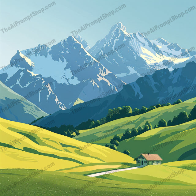 Scenic Mountain Views AI MidJourney Image Prompt, 8323adventure, Ai, Ai Image Prompt, art, colorful, day, forest, hiking, Image Prompt, landscape, Landscapes & Paintings, majestic, midjourney, morning, mountain, nature, outdoors, painting, peaks, Prompt, scenic, summit, sunset, valley, vibrant, wilderness