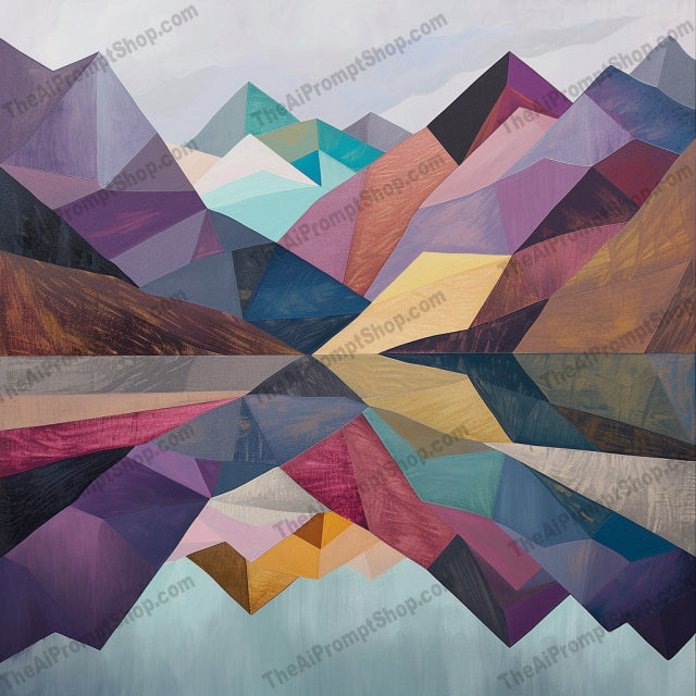 Colorful Geometric Nature Landscapes AI MidJourney Image Prompt, 9462 Landscapes & Paintings, midjourney, geometric, abstract, nature, landscape, colorful, modern, reflections, bold shapes, vivid colors, contemporary, artistic, creative, vibrant, desert, hills, mountains, lakes, patterns, artwork, scenery, Midjourney, Ai, Ai Image Prompt, Image Prompt, Prompt