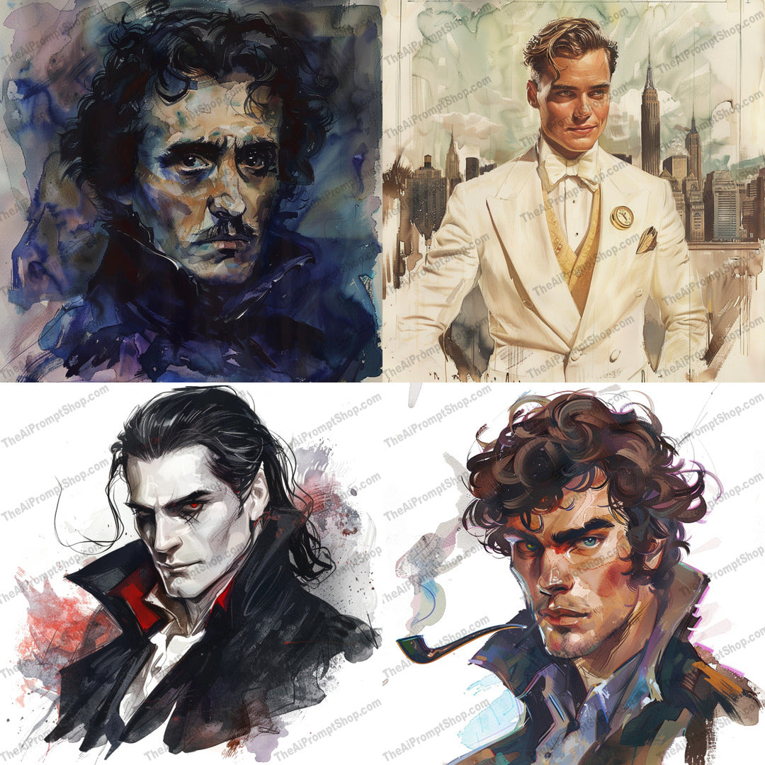 Artistic Portrait Illustration AI MidJourney Image Prompt, 8864 Animals, midjourney, art, portrait, illustration, watercolor, brushstrokes, style, expressive, creative, artistic, visual, impactful, stylized, colors, artwork, appealing, texture, design, modern, creative, unique, highly detailed, Midjourney, Ai, Ai Image Prompt, Image Prompt, Prompt