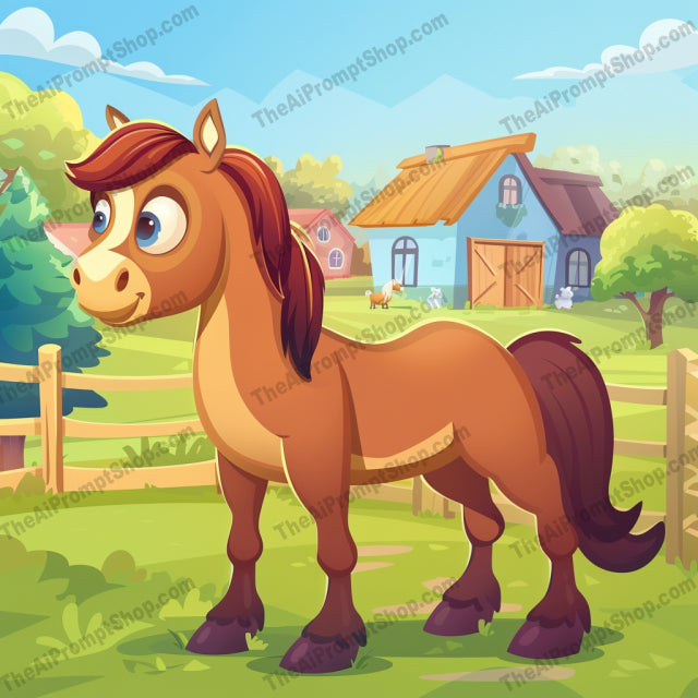 Farm Animal Illustration AI MidJourney Image Prompt, 9617 — A delightful illustration featuring a charming farm animal in a vibrant countryside setting — product preview image 4