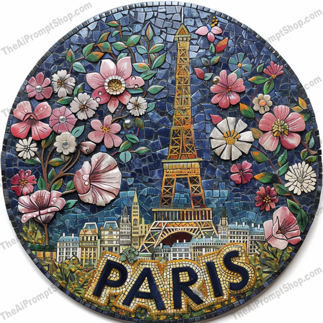 Cityscape Mosaic Art AI MidJourney Image Prompt, 8468Ai, Ai Image Prompt, art, Blooming, cityscape, colorful, decor, detailed, flowers, iconic, Image Prompt, intricate, Landscapes & Paintings, London, midjourney, modern, mosaic, NYC, Paris, Prompt, skyline, Tokyo, travel, urban, vibrant, wall art