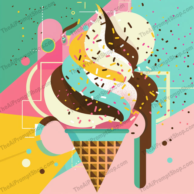 Vibrant Sweet Treats AI MidJourney Image Prompt, 8906 Food, midjourney, donut, cupcake, ice cream, lollipop, sweet treats, desserts, abstract art, colorful, vibrant, playful, modern art, digital illustration, confectionery, food art, sugar, whimsical, bold shapes, contemporary, sweets, eye-catching, Midjourney, Ai, Ai Image Prompt, Image Prompt, Prompt
