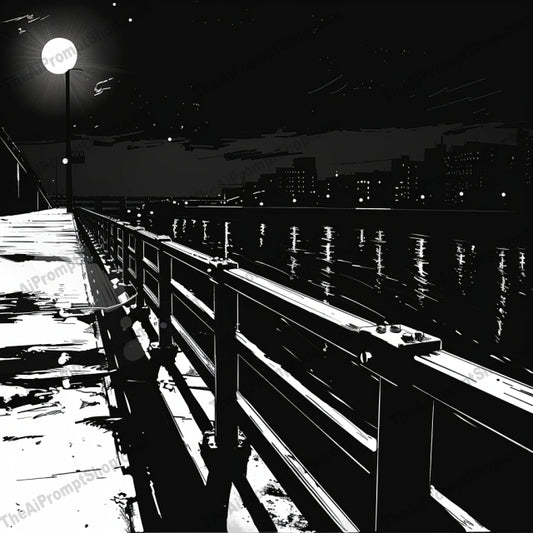Noir Cityscapes AI MidJourney Image Prompt, 8718 Landscapes & Paintings, midjourney, noir, cityscape, urban, monochrome, black and white, night, streetlights, silhouette, mystery, cinematic, artwork, solitude, shadow, glow, silent, streets, alley, station, bench, trees, Midjourney, Ai, Ai Image Prompt, Image Prompt, Prompt