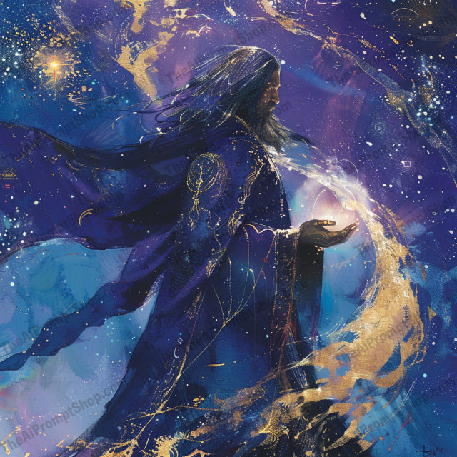 Celestial Fantasy Warriors AI MidJourney Image Prompt, 8040AI image prompts, artistic exploration, celestial designs, celestial fantasy, cosmic journey, cosmic magic, cosmic mysticism, cosmic warriors, creative inspiration, epic fantasy, ethereal warriors, fantasy character design, fantasy storytelling, fantasy worlds, magical beings, midjourney, otherworldly art, otherworldly visuals, star-filled skies, starry night art, visionary art