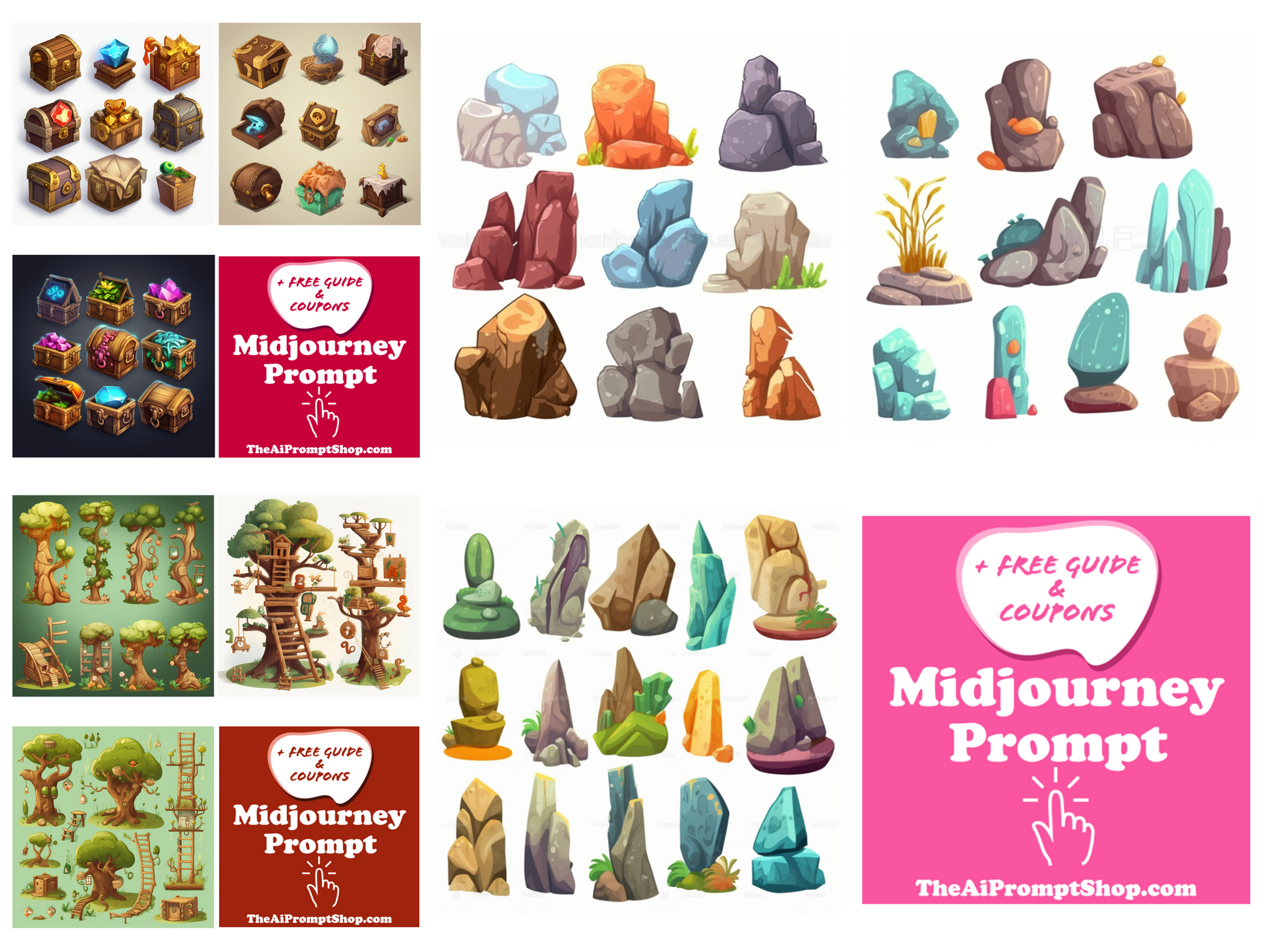AI Midjourney Prompts for Game Assets - 20 Pack Prompt Bundle