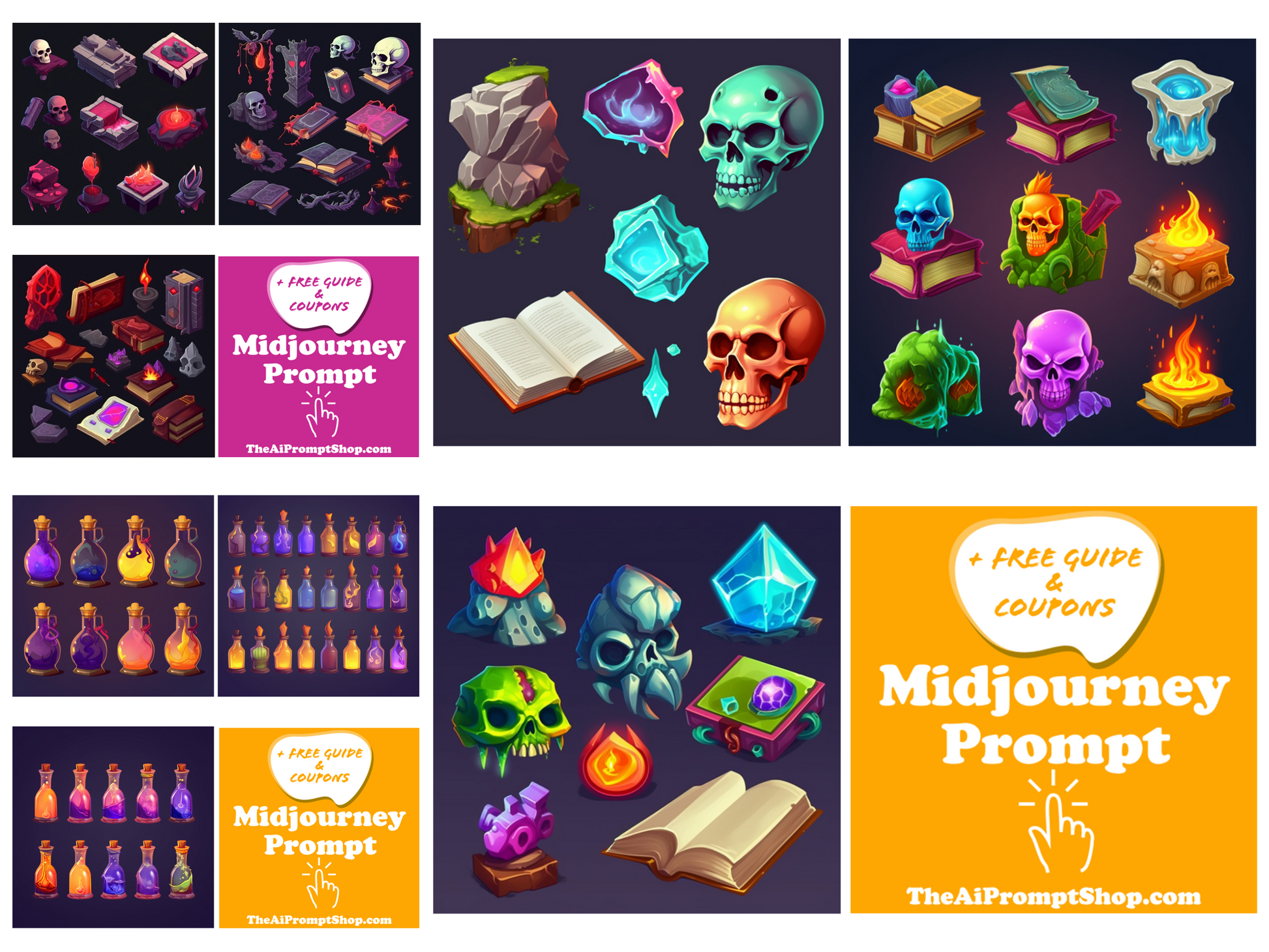 AI Midjourney Prompts for Game Assets - 20 Pack Prompt Bundle