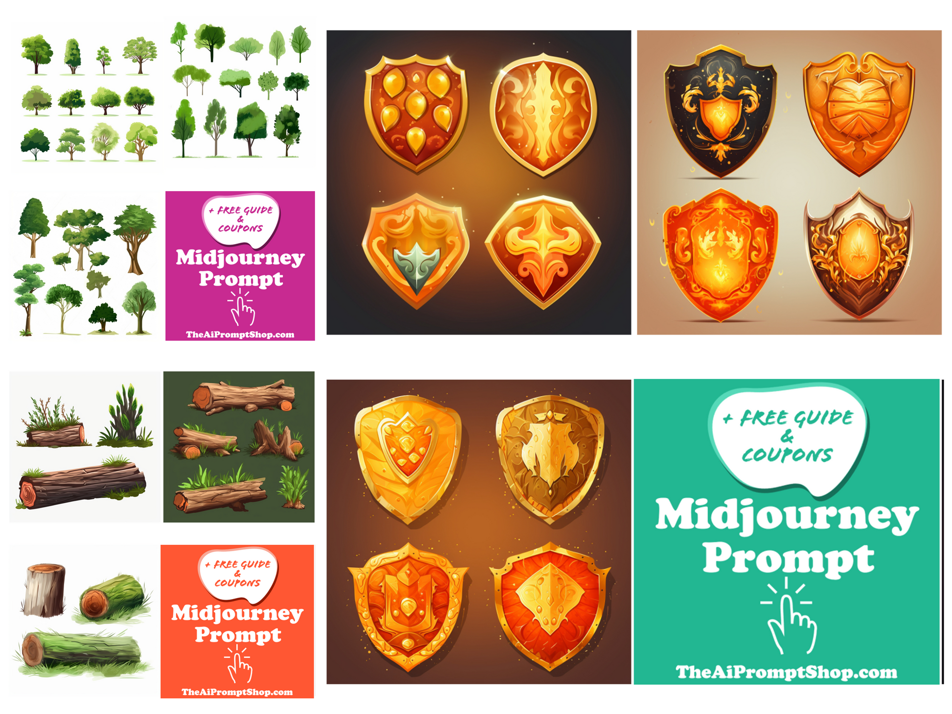 AI Midjourney Prompts for Game Assets - 20 Pack Prompt Bundle