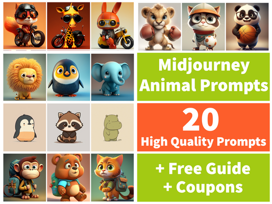 AI Midjourney Prompt for 20 Pack Animal Prompts