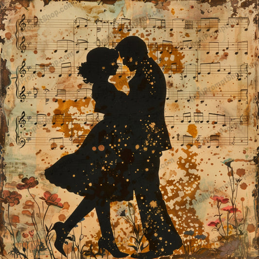 Romantic Vintage Art AI MidJourney Image Prompt, 8242affection, artistic, butterflies, classic, collage, couple, decor, dreamy, elegant, flowers, love, nostalgic, ocean waves, romance, romantic vintage art, rustic, sheet music, texture, wall artmidjourney
