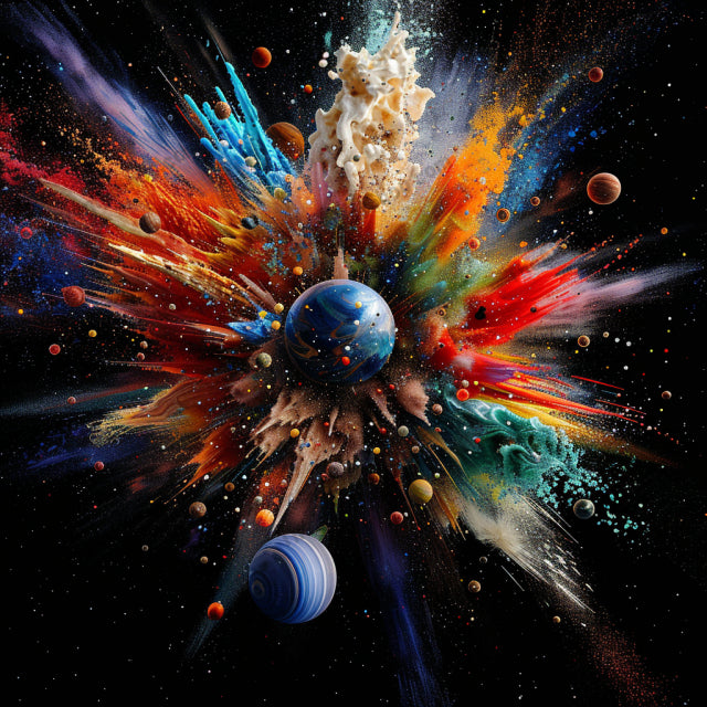 Futuristic Explosion AI MidJourney Image Prompt, 9543 Patterns & Wallpapers, midjourney, futuristic, explosion, abstract, vibrant, colorful, dynamic, energy, sci-fi, space, cosmic, innovative, speculative design, digital art, visual spectacle, particles, creative burst, modern art, futuristic city, space explosion, artistic expression, Midjourney, Ai, Ai Image Prompt, Image Prompt, Prompt