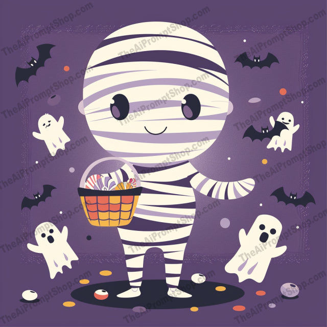 Cute Halloween Characters AI MidJourney Image Prompt, 8464adorable, Ai, Ai Image Prompt, bats, cartoon, children, colorful, cute, festive, ghosts, Halloween, holiday, Holidays, illustration, Image Prompt, midjourney, mummy, playful, Prompt, pumpkins, skeleton, spooky, trick-or-treat, vampire, whimsical, witch