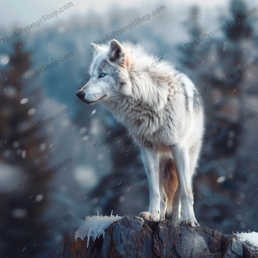 Majestic Wildlife Scene AI MidJourney Image Prompt, 8434Ai, Ai Image Prompt, Animals, artwork, detailed, digital art, eagle, forest, fox, high-definition, Image Prompt, jungle, majestic, midjourney, mist, mountains, mystical, natural habitat, nature, panther, Prompt, realistic, snow, wildlife, wolf