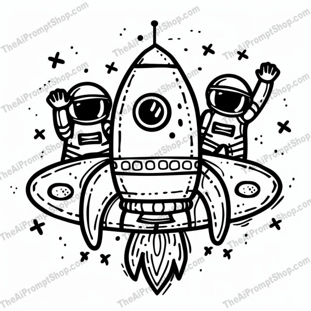 Cute Space Adventures AI MidJourney Image Prompt, 8352adventure, Ai, Ai Image Prompt, alien, Animation & Cartoons, astronaut, cartoon, character, children, comic, cute, exploration, fantasy, galaxy, illustration, Image Prompt, midjourney, moon, playful, Prompt, rocket, space, spacecraft, spaceship, stars, whimsical