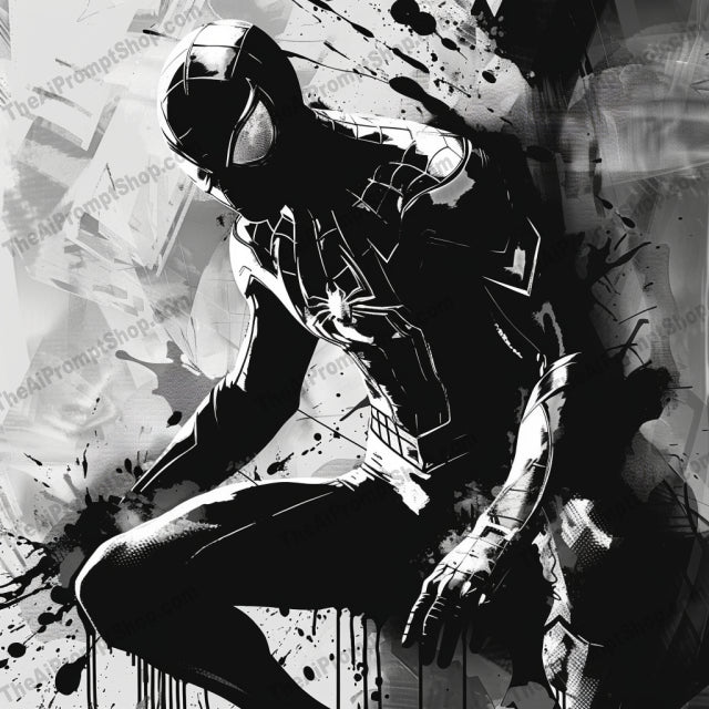 Dynamic Superheroes Art AI MidJourney Image Prompt, 8922 Animation & Cartoons, midjourney, superheroes, black and white, digital art, dynamic, powerful, iconic, intense, monochromatic, ink splatter, strength, determination, gritty, action-packed, visual, batman, spiderman, ironman, heroic, vivid, bold, Midjourney, Ai, Ai Image Prompt, Image Prompt, Prompt