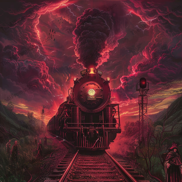 Mystical Adventure Art AI MidJourney Image Prompt, 8156ancient ruins, awe, detailed, dramatic artwork, dramatic backgrounds, enigmatic, exploration, fantastical scenes, fantasy adventure, intricate designs, locomotive, midjourney, mystery, mystical, rich colors, stormy seas, vivid, wonder