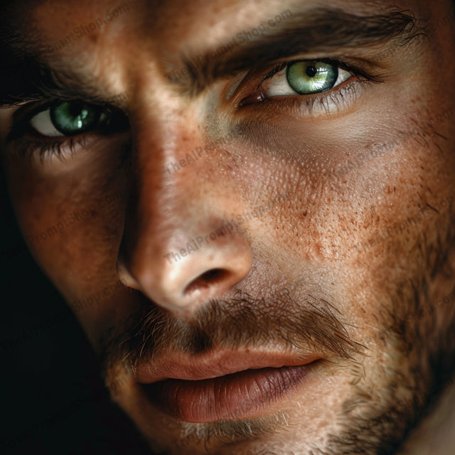 Close-up Portrait Details AI MidJourney Image Prompt, 8307Ai, Ai Image Prompt, artistic, character, close-up, detail, emotional, eye detail, facial expressions, fine lines, high-definition, human face, human features, Image Prompt, intense, intricate, macro photography, midjourney, portrait, Portraits & People, Prompt, realism, realistic, skin texture, visual experience, wrinkles