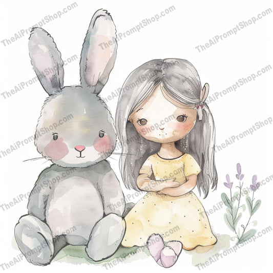 Cute Character Illustrations AI MidJourney Image Prompt, 9442 Storybook Illustrations, midjourney, cute, character, illustration, watercolor, child, animal, rabbit, ghost, fantasy, playful, innocence, storybook, decoration, whimsical, delicate, pastel, animation, cartoon, adorable, sweet, Midjourney, Ai, Ai Image Prompt, Image Prompt, Prompt