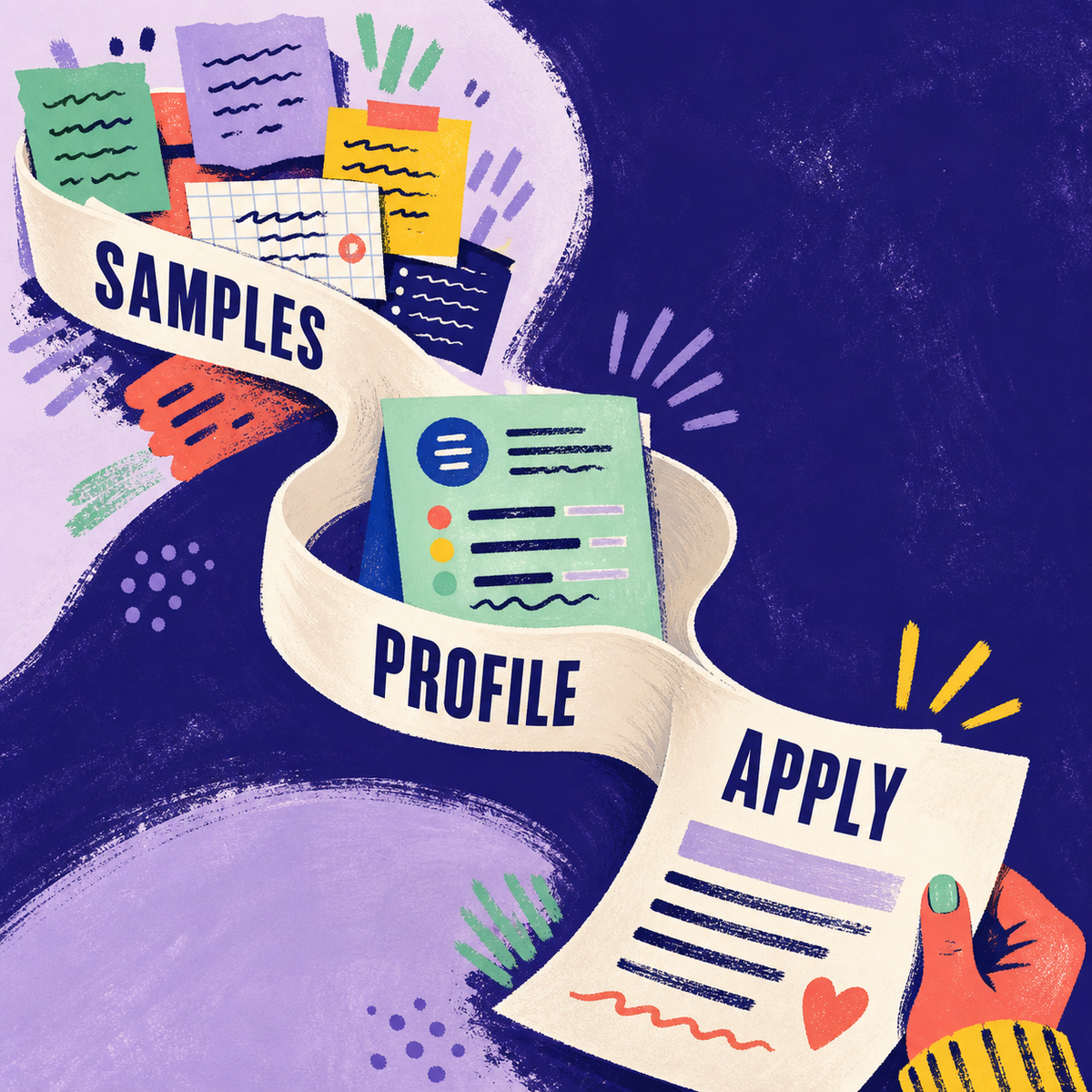 AI Brand Voice Builder editorial workflow showing samples, profile, and apply