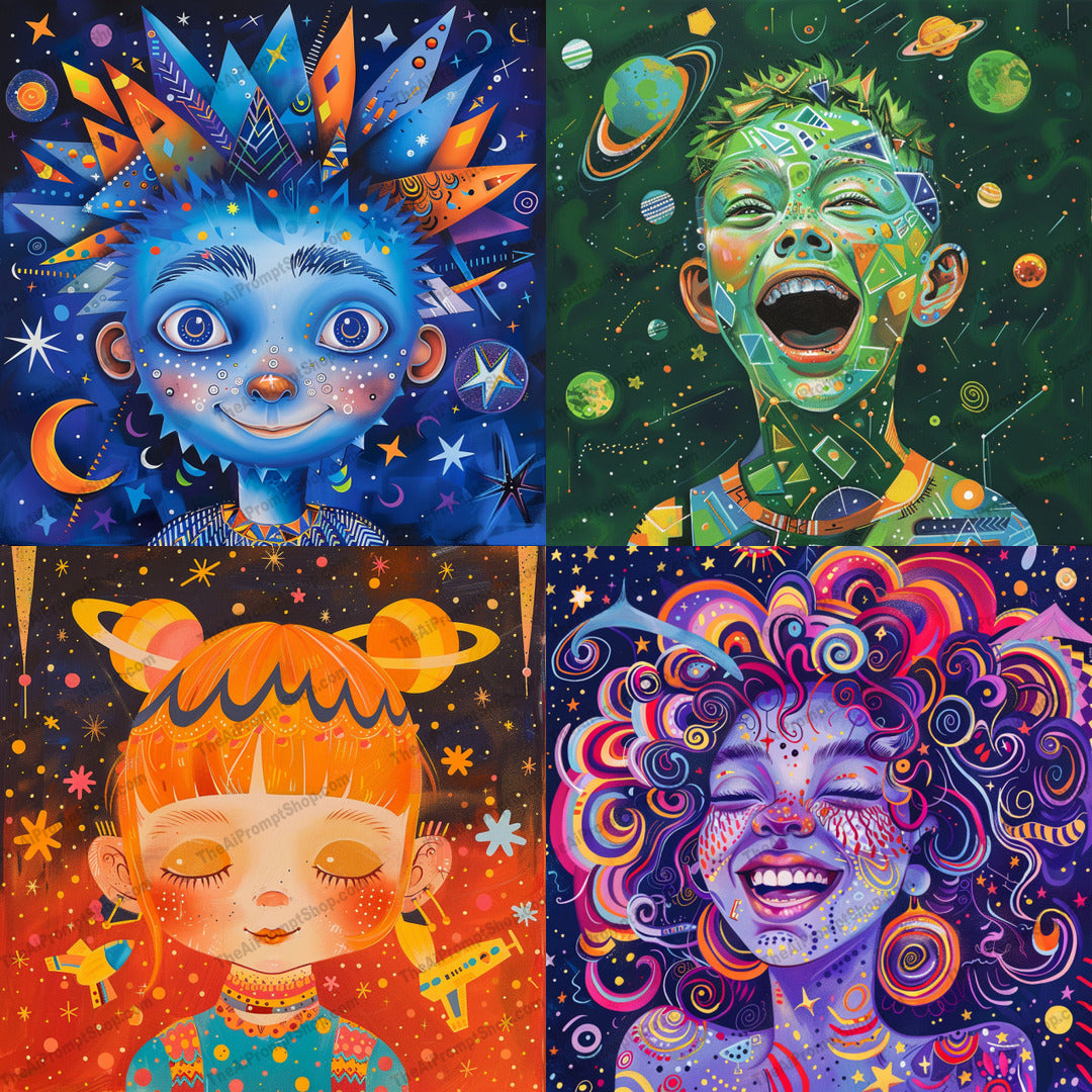 Cosmic Fantasy Portrait AI MidJourney Image Prompt, 8180celestial, colorful, cosmic fantasy portrait, dreamy, galactic, imaginative, intricatemidjourney, otherworldly, planets, psychedelic, space, stars, surrealist art, universe, vibrant, whimsical