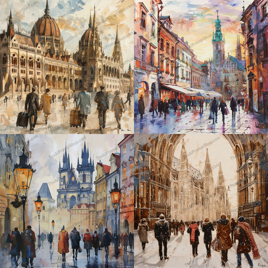 European cityscape illustration created from an AI image prompt.