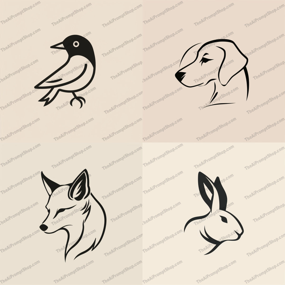 Minimalist animal sketch illustration created from an AI image prompt.