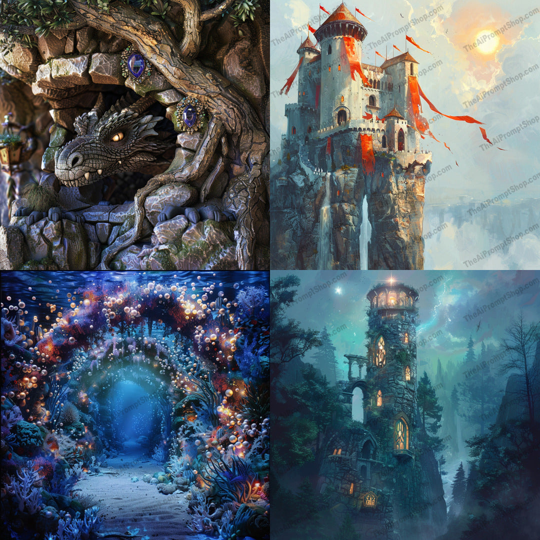 Fantasy world imagery illustration created from an AI image prompt.