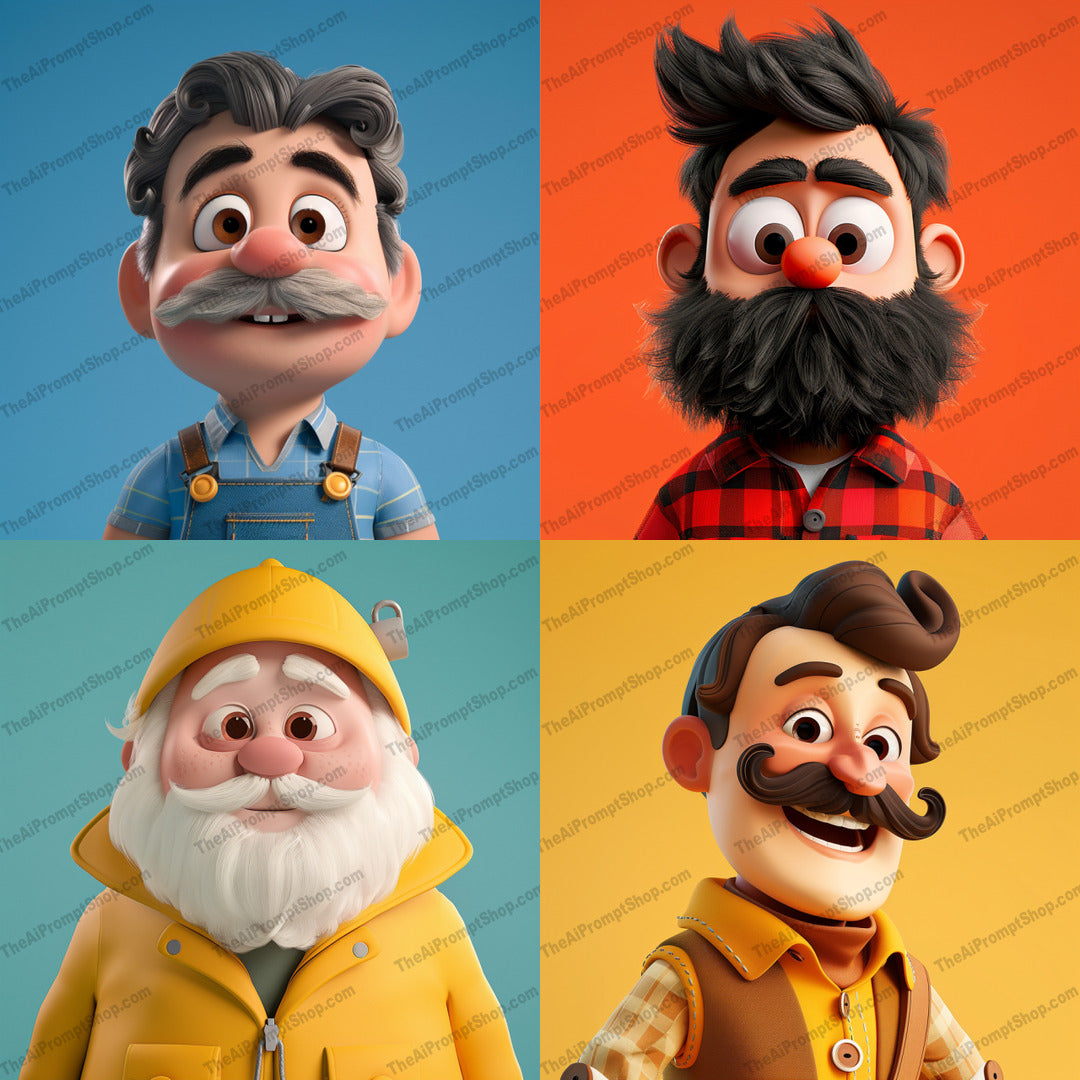 Whimsical cartoon portraits in a playful style created from an AI image prompt.