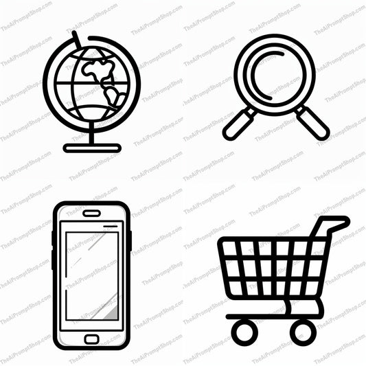 Stylized Minimalist Icons AI MidJourney Image Prompt, 8393Ai, Ai Image Prompt, application, clean, clear, contemporary, design, digital, education, elegant, global, icons, Image Prompt, interface, Isometrics & Icons, midjourney, minimalist, modern, Prompt, simple, stylized, symbols, technology, UI, versatile, web