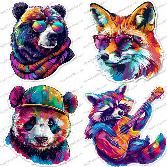 Colorful Animal Portrait AI MidJourney Image Prompt, 8409aesthetic, Ai, Ai Image Prompt, animal, Animals, art, artwork, bold, character, colorful, contemporary, creative, decor, design, dynamic, eye-catching, illustration, Image Prompt, midjourney, modern, pop art, portrait, Prompt, unique, vibrant, whimsical