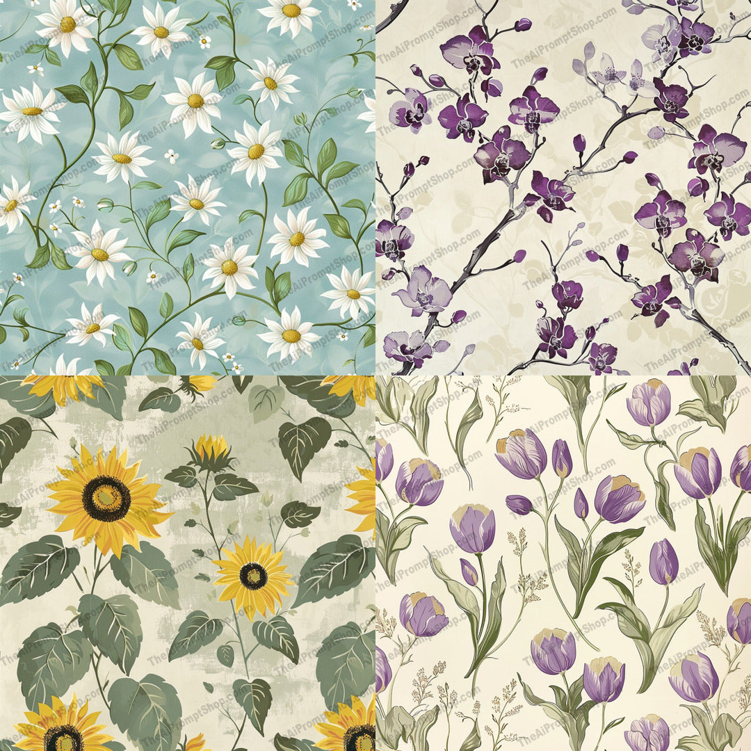 Vintage floral artwork created from an AI image prompt.