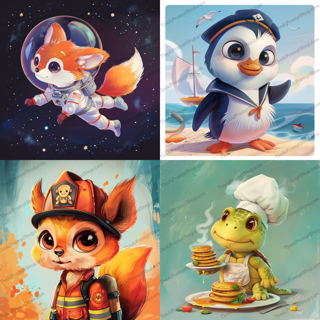 Adorable character art in a cartoon style created from an AI image prompt.