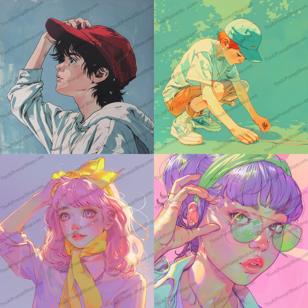 Colorful casual attire illustration in a vibrant style created from an AI image prompt.