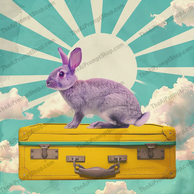 Animals on Luggage AI MidJourney Image Prompt, 9269 Animals, midjourney, whimsical animals, fox illustration, frog art, flamingo drawing, rabbit design, vintage luggage, celestial background, floral elements, wave art, sun rays, dreamy illustration, fantastical animals, art collage style, vintage travel, animal portraits, surreal scenery, whimsical design, imaginative art, vintage vibe, storybook style, animal art, Midjourney, Ai, Ai Image Prompt, Image Prompt, Prompt