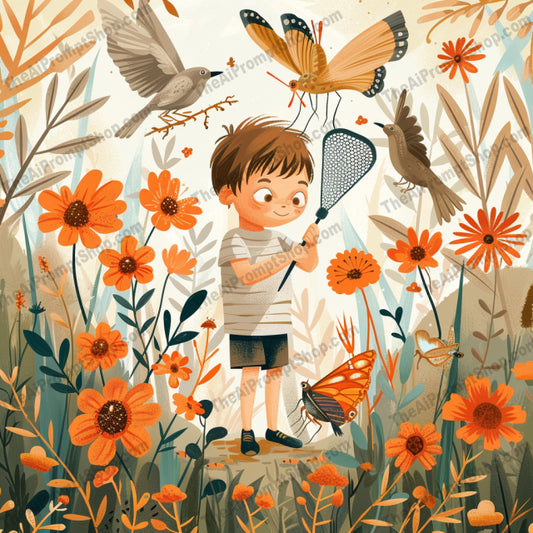 Whimsical Children in Nature AI MidJourney Image Prompt, 9542 Storybook Illustrations, midjourney, whimsical, children, nature, illustration, flowers, animals, playful, colorful, detailed, enchanting, joyful, explore, outdoors, fantasy, innocence, landscape, magic, birds, butterflies, bunnies, Midjourney, Ai, Ai Image Prompt, Image Prompt, Prompt