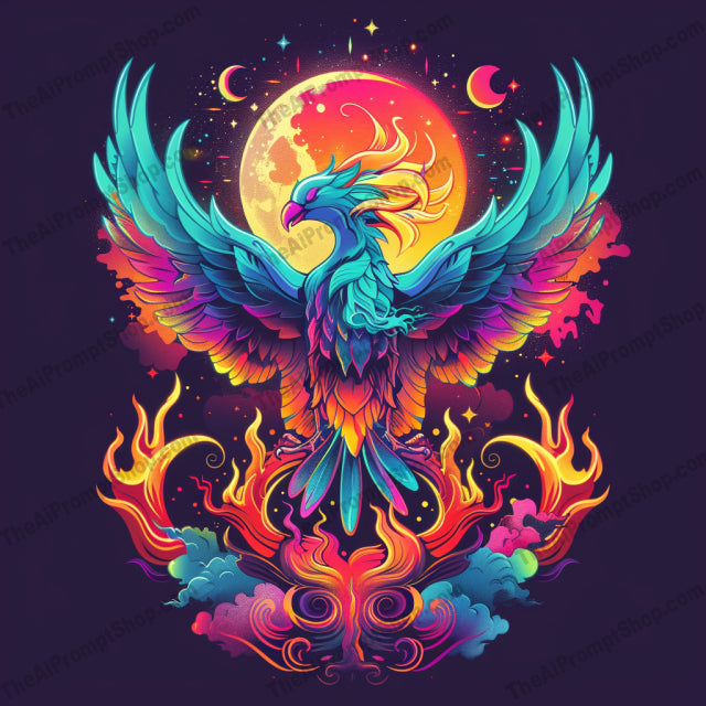 Stunning Neon Fantasy Art AI MidJourney Image Prompt, 8138art, bold, colorful, creature, dark background, digital art, dragon, electric, fantasy, futuristic, glowing, magical, midjourney, mystical, mythical, neon, owl, phoenix, psychedelic, snake, vibrant
