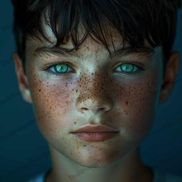 Captivating Freckles Portrait Art AI MidJourney Image Prompt, 8095artistic faces, beauty in diversity, captivating eyes, contemporary art, detailed portraits, diverse characters, ethereal portraits, expressive art, freckles, midjourney, modern portraiture, natural beauty, realism, realistic art, soft colors, vivid details