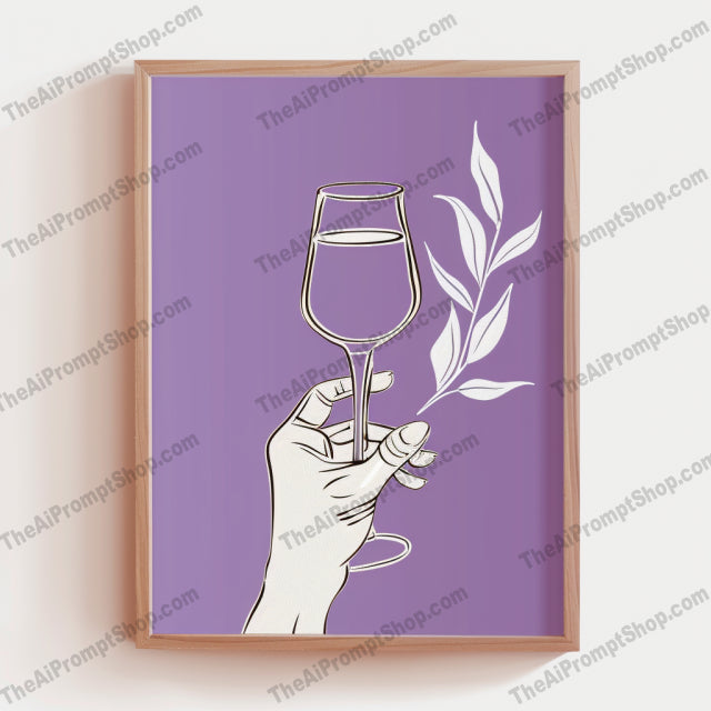 Cheers in Style AI MidJourney Image Prompt, 8019artistic, beer, beverage, botanical, chic, cocktail, coffee, contemporary, decor, drinks, framed art, graphic design, hand-drawn, midjourney, minimalist, modern art, purple, stylish, wall art, wine