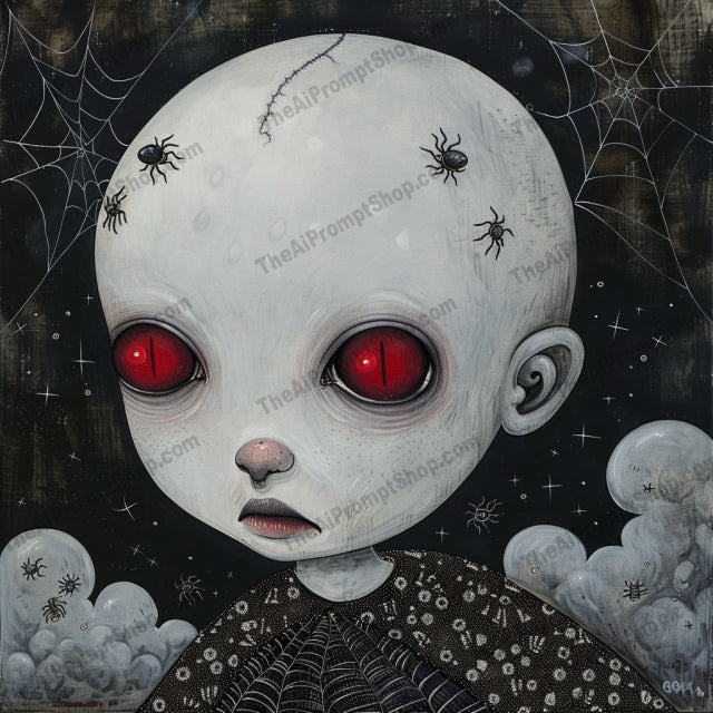 Whimsical Halloween Creatures AI MidJourney Image Prompt, 8093autumn decor, cute mummy, eerie creatures, eerie doll, fall art, festive art, ghostly owl, Halloween art, Halloween decor, Halloween illustrations, Halloween vibes, haunted wolf, midjourney, playful Halloween, quirky Halloween, spooky cute, spooky decor, spooky season, whimsical creatures