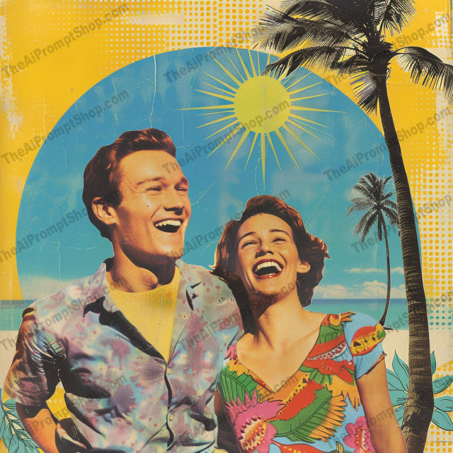 Vintage Romance and Leisure AI MidJourney Image Prompt, 9410 Portraits & People, midjourney, vintage, romance, retro, nostalgic, vibrant, bright colors, 1950s, ice cream, guitar, couple, sunshine, summer, beach, floral, fashion, leisure, love, outdoor, classic, artistic, Midjourney, Ai, Ai Image Prompt, Image Prompt, Prompt