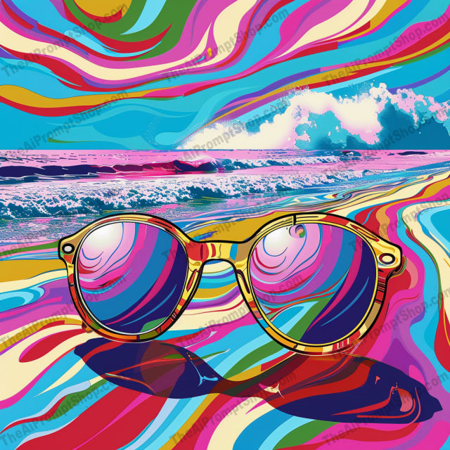 Psychedelic Dreamscape AI MidJourney Image Prompt, 8155abstract, art, bicycle, bold, colorful, creative, dreamscape, fantasy, guitar, imaginative, midjourney, modern, neon, patterns, psychedelic, rocket, sunglasses, surreal, swirls, trippy, vibrant, visual