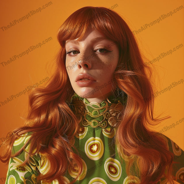 Retro Fashion Portrait AI MidJourney Image Prompt, 9598 Fashion & Accessories, midjourney, retro, fashion, 1970s, vintage, style, patterns, vibrant, bold colors, clothing, vintage fashion, stylish outfits, fashion photography, retro portrait, costume, mod, colorful, classic fashion, glam, 70s style, trend, Midjourney, Ai, Ai Image Prompt, Image Prompt, Prompt