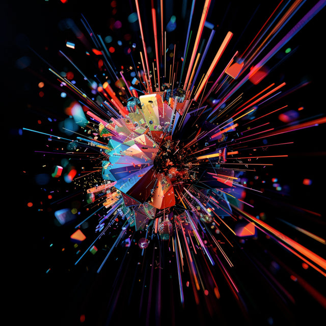Futuristic Explosion AI MidJourney Image Prompt, 9543 Patterns & Wallpapers, midjourney, futuristic, explosion, abstract, vibrant, colorful, dynamic, energy, sci-fi, space, cosmic, innovative, speculative design, digital art, visual spectacle, particles, creative burst, modern art, futuristic city, space explosion, artistic expression, Midjourney, Ai, Ai Image Prompt, Image Prompt, Prompt