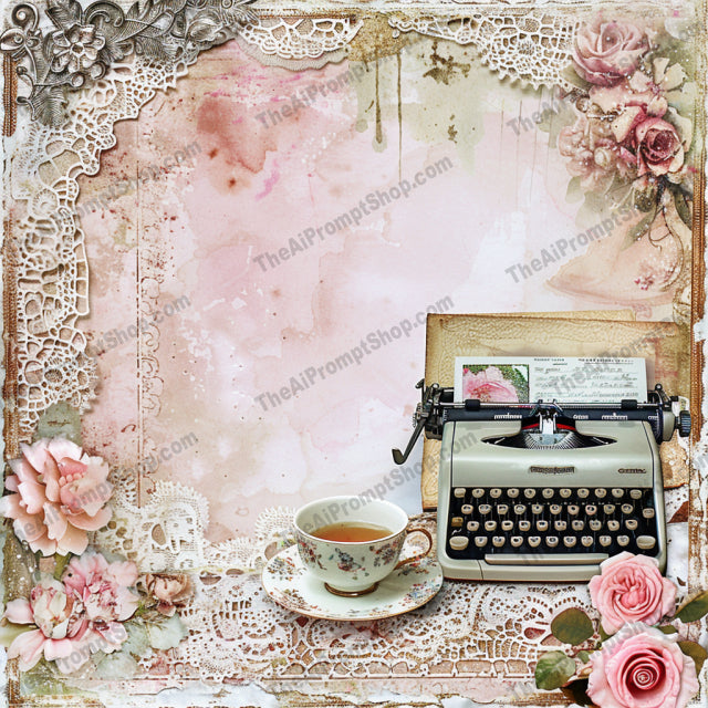 Vintage Aesthetic Collage AI MidJourney Image Prompt, 8461Ai, Ai Image Prompt, antique, art, craft, decor, delicate, elegant, flowers, handwritten, Image Prompt, lace, letters, midjourney, nostalgic, old paper, Patterns & Wallpapers, Prompt, retro, romantic, scissors, scrapbook, shabby chic, typewriter, vintage, vintage objects