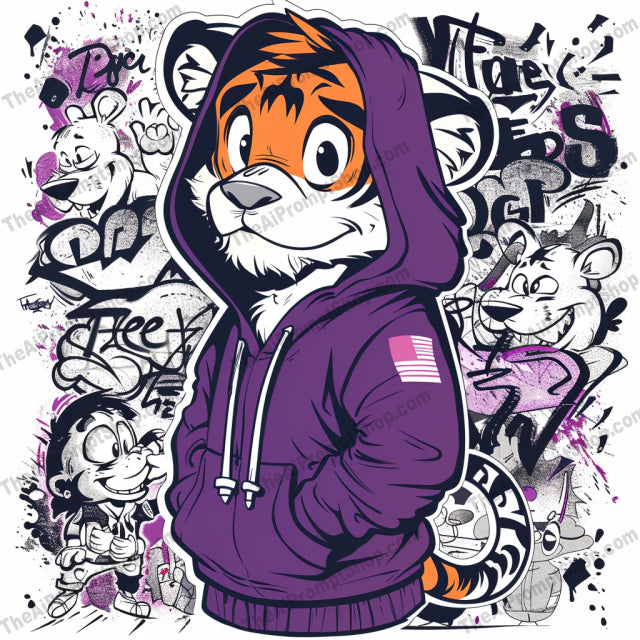 Cool Animals in Hoodies AI MidJourney Image Prompt, 8762 Animals, midjourney, anthropomorphic, animals, hoodies, cool style, graffiti, cartoon, fox, koala, raccoon, tiger, streetwear, urban, fashionable, artistic, vibrant, trendy, colorful, stylized, character design, illustration, Midjourney, Ai, Ai Image Prompt, Image Prompt, Prompt