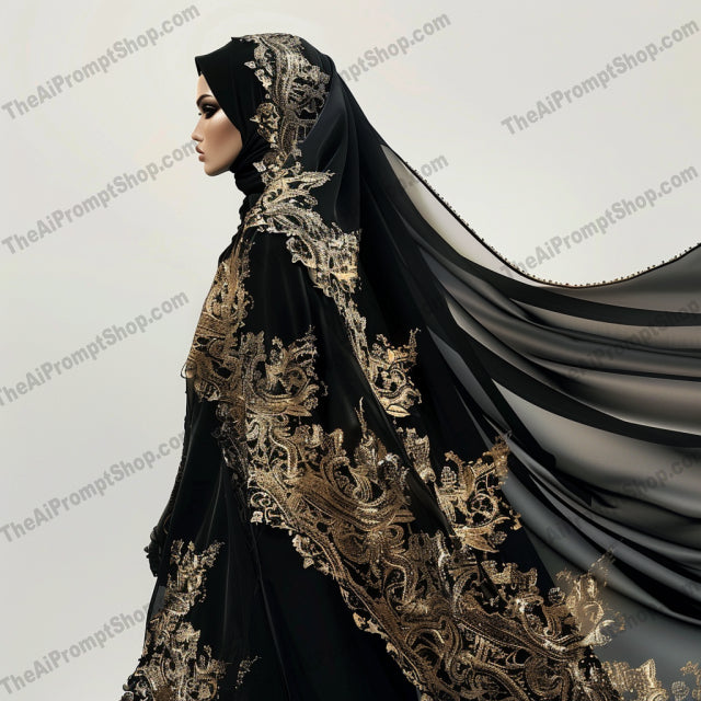 Elegant Hijabi Fashion Styles AI MidJourney Image Prompt, 8466accessories, Ai, Ai Image Prompt, chic, clothing, contemporary, couture, culture, design, elegance, embroidered, fabric, fashion, fashionista, grace, hijab, Image Prompt, luxury, midjourney, modesty, Portraits & People, Prompt, style, textiles, traditional, women