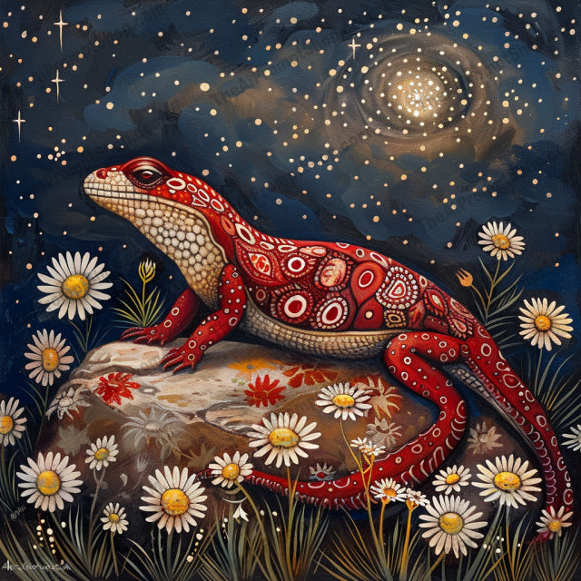 Whimsical Lizard Art AI MidJourney Image Prompt, 9425 Animals, midjourney, whimsical, lizard, colorful, illustration, magical, vibrant, patterns, dreamy, enchanting, art, nature, night, fantasy, animal, decorative, garden, forest, butterflies, flowers, surreal, Midjourney, Ai, Ai Image Prompt, Image Prompt, Prompt