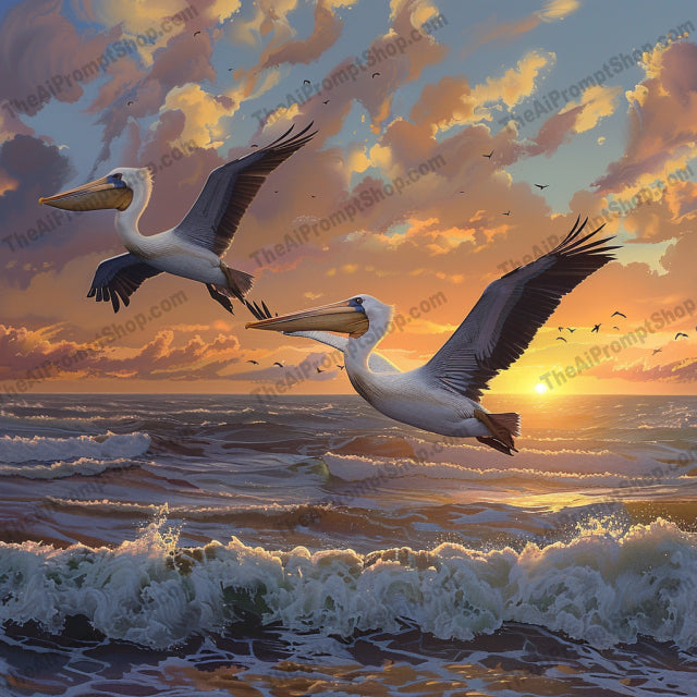 Nature's Majesty at Sunset AI MidJourney Image Prompt, 8443Ai, Ai Image Prompt, Animals, artwork, beauty, birds, calm, clouds, elegant, flamingos, flight, Image Prompt, landscape, majestic, midjourney, mountains, natural backdrops, nature, pelicans, picturesque, Prompt, reflection, serene, sky, sunset, swans, tranquil, water, wildlife
