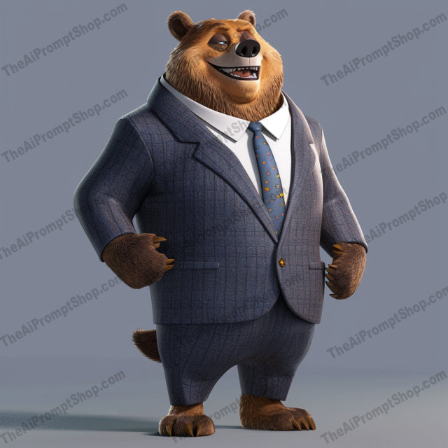 Anthropomorphic Animals in Suits AI MidJourney Image Prompt, 9017 Animals, midjourney, anthropomorphic, animals, suits, business attire, professional, creative, whimsical, bear, cat, rabbit, fox, character design, stylized, 3D, animation, cartoon, dressed up, fashion, unique, artistic, charming, Midjourney, Ai, Ai Image Prompt, Image Prompt, Prompt